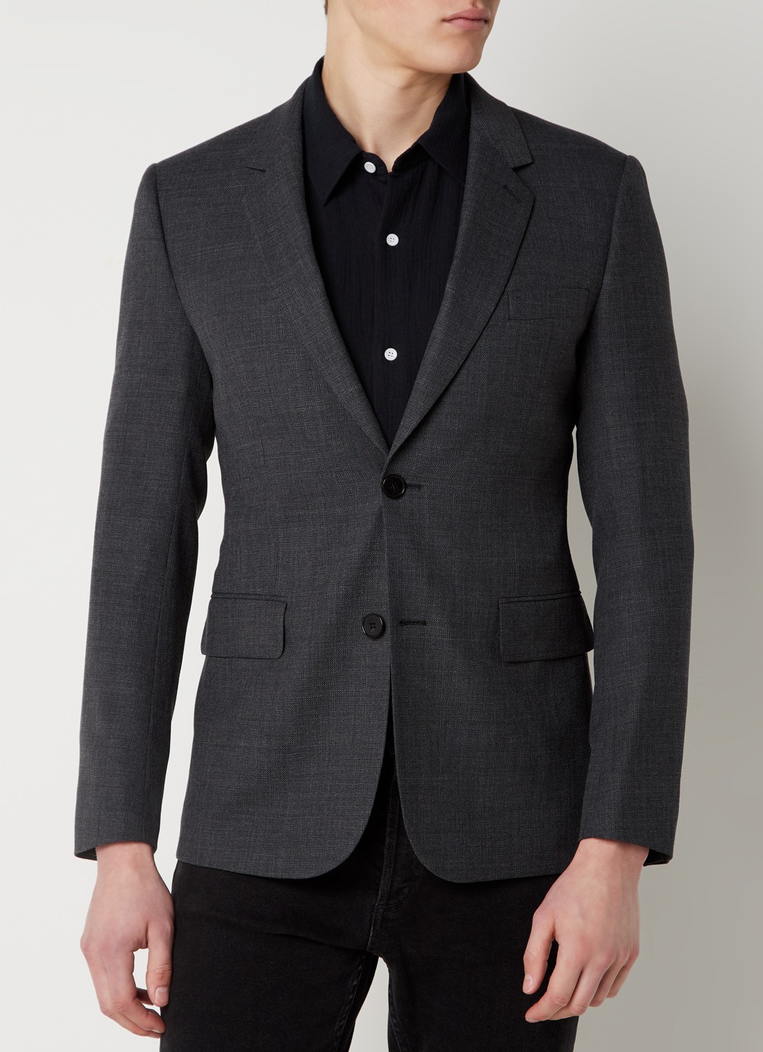 Sandro Slim fit colbert in wolblend met klepzakken - detail 3 donkergrijs