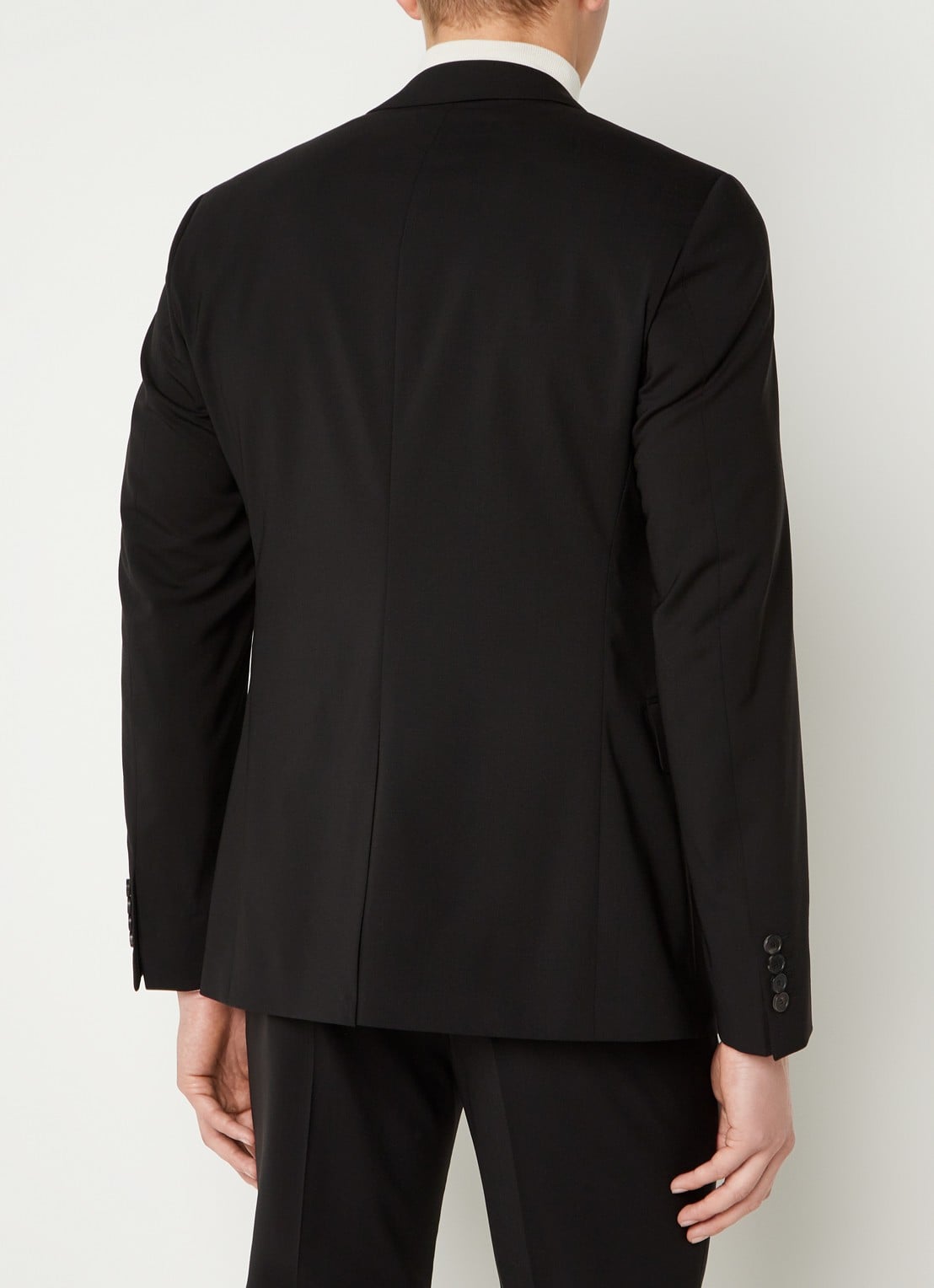 Sandro Slim fit colbert van scheerwol met klepzakken - achterkant 7 zwart