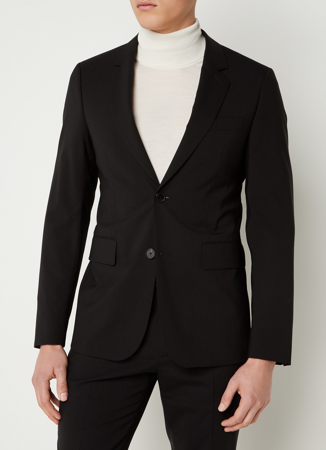 Sandro Slim fit colbert van scheerwol met klepzakken - detail 3 zwart