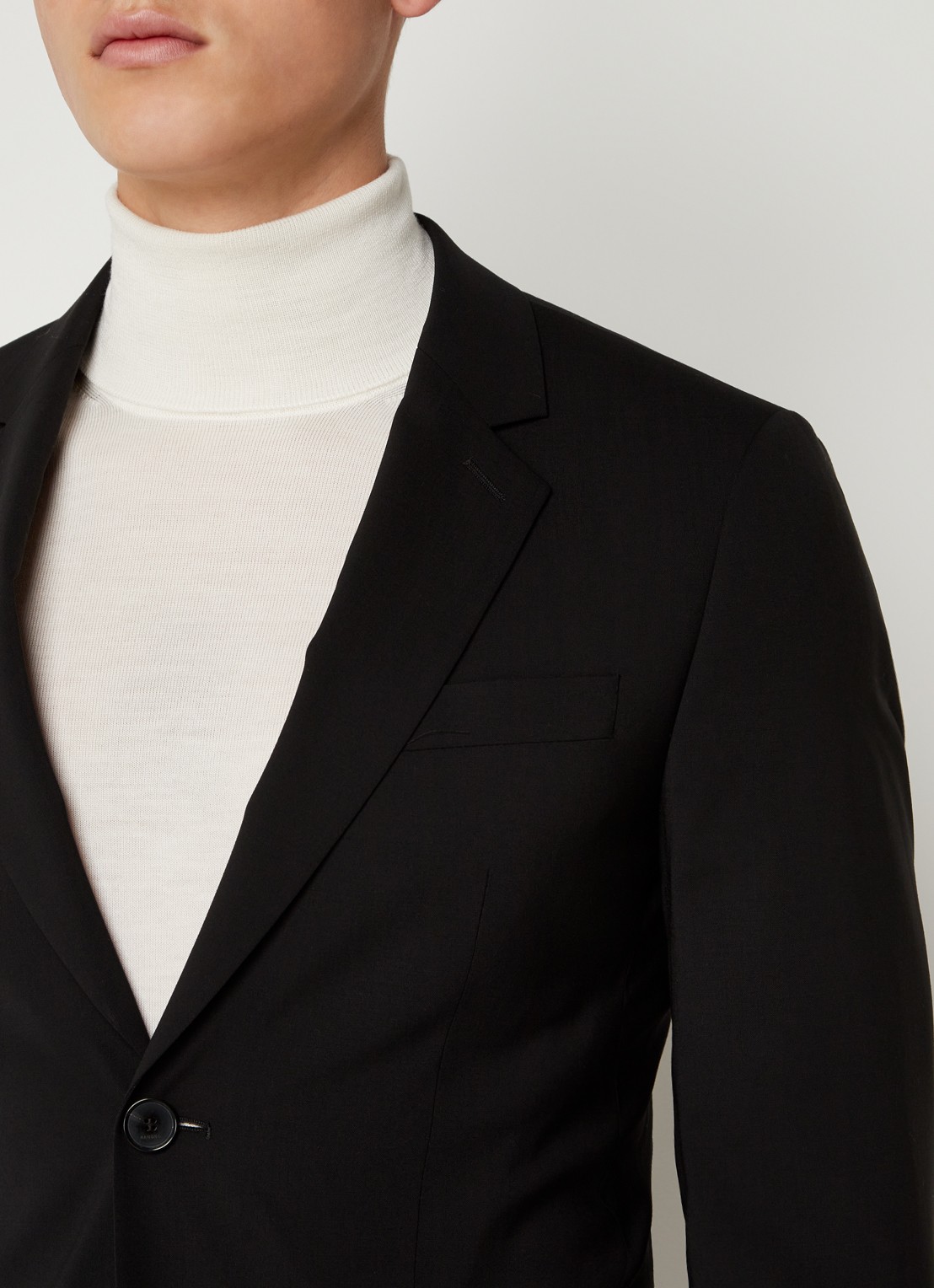 Sandro Slim fit colbert van scheerwol met klepzakken - detail 6 zwart