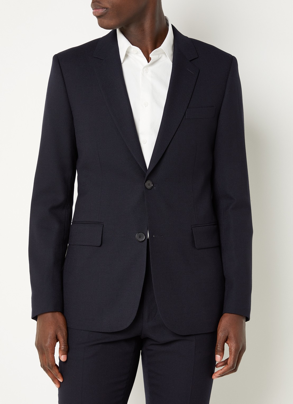 Sandro Slim fit colbert van wol met klepzakken - detail 4 donkerblauw