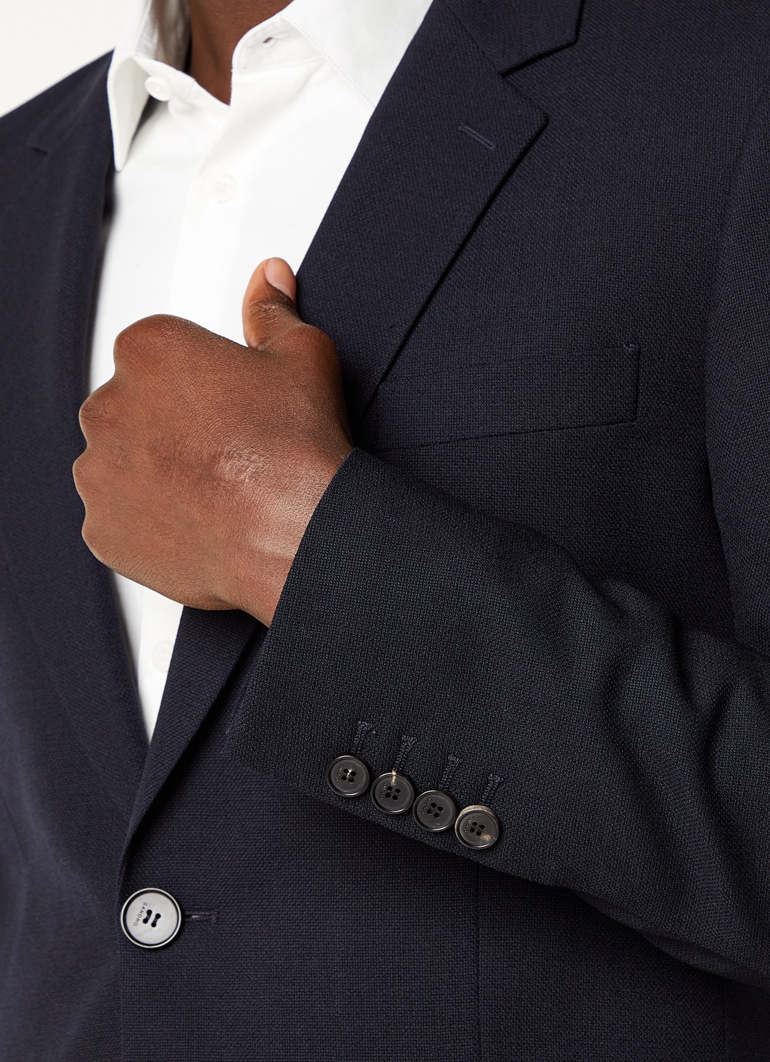 Sandro Slim fit colbert van wol met klepzakken - detail 6 donkerblauw