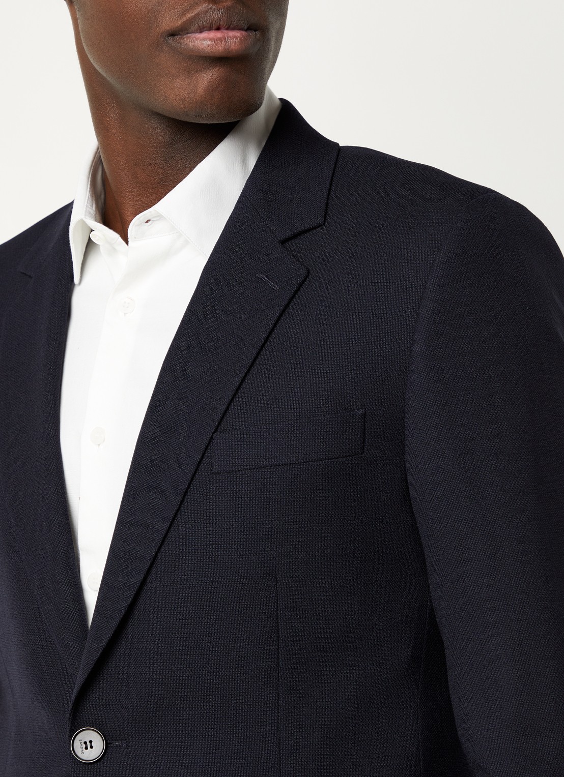 Sandro Slim fit colbert van wol met klepzakken - detail 7 donkerblauw