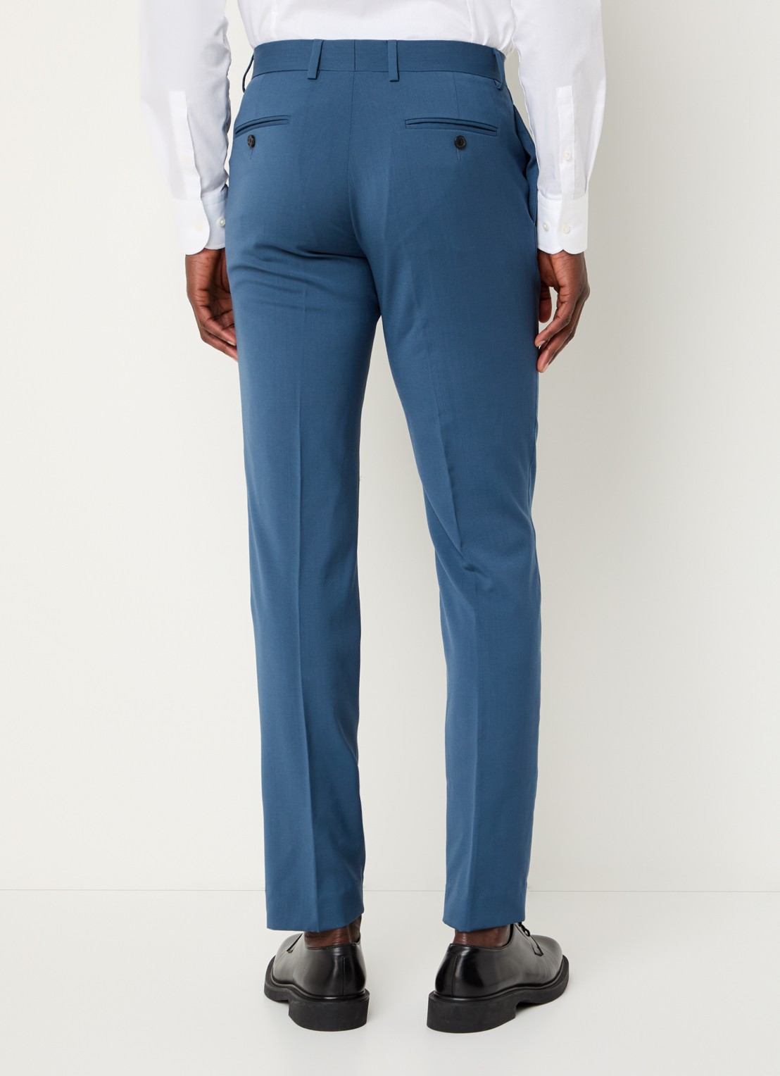 Sandro Slim fit cropped pantalon van wol met persplooi - achterkant 6 staalblauw