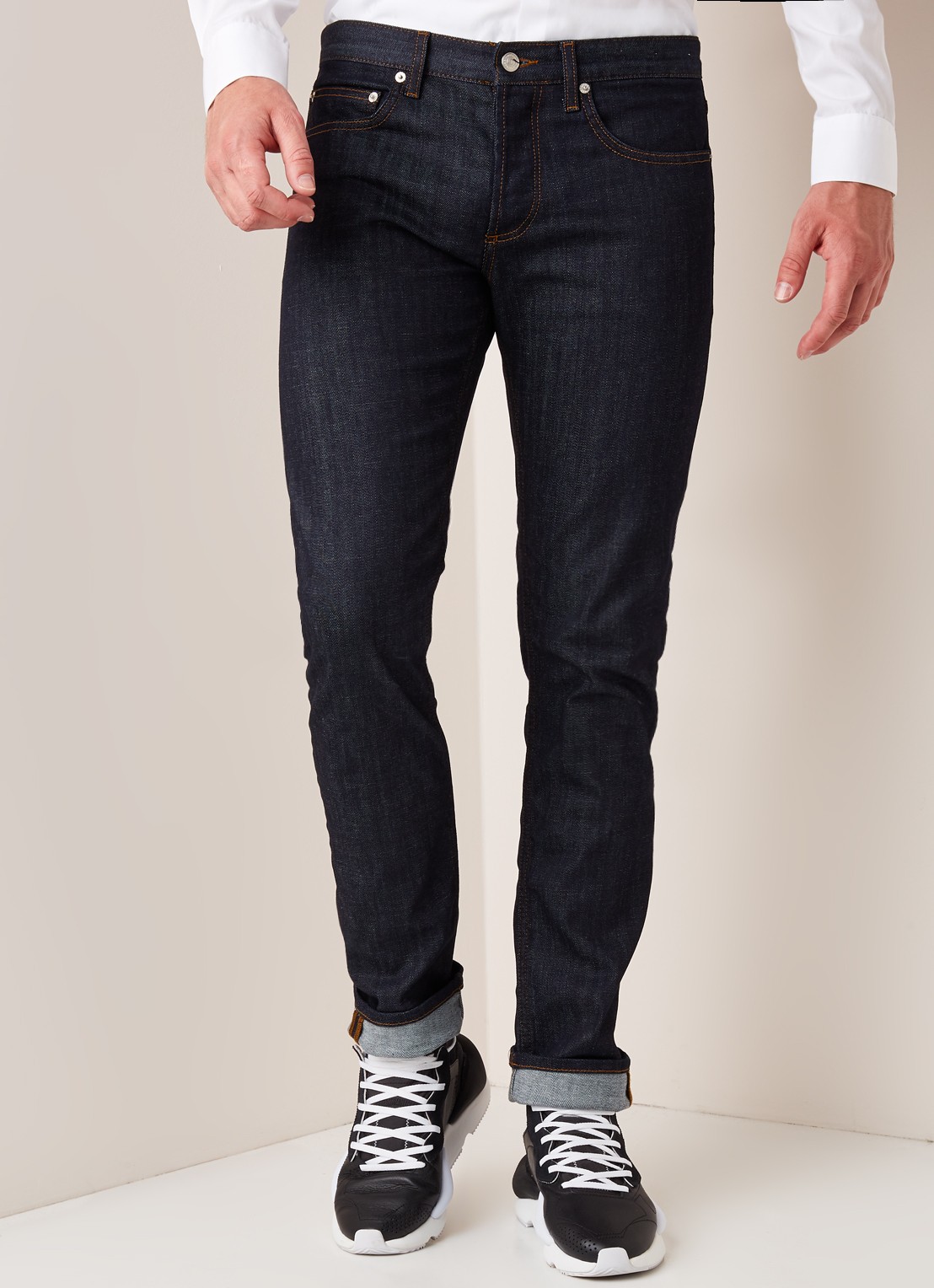 Sandro Slim fit jeans met donkere wassing - detail indigo
