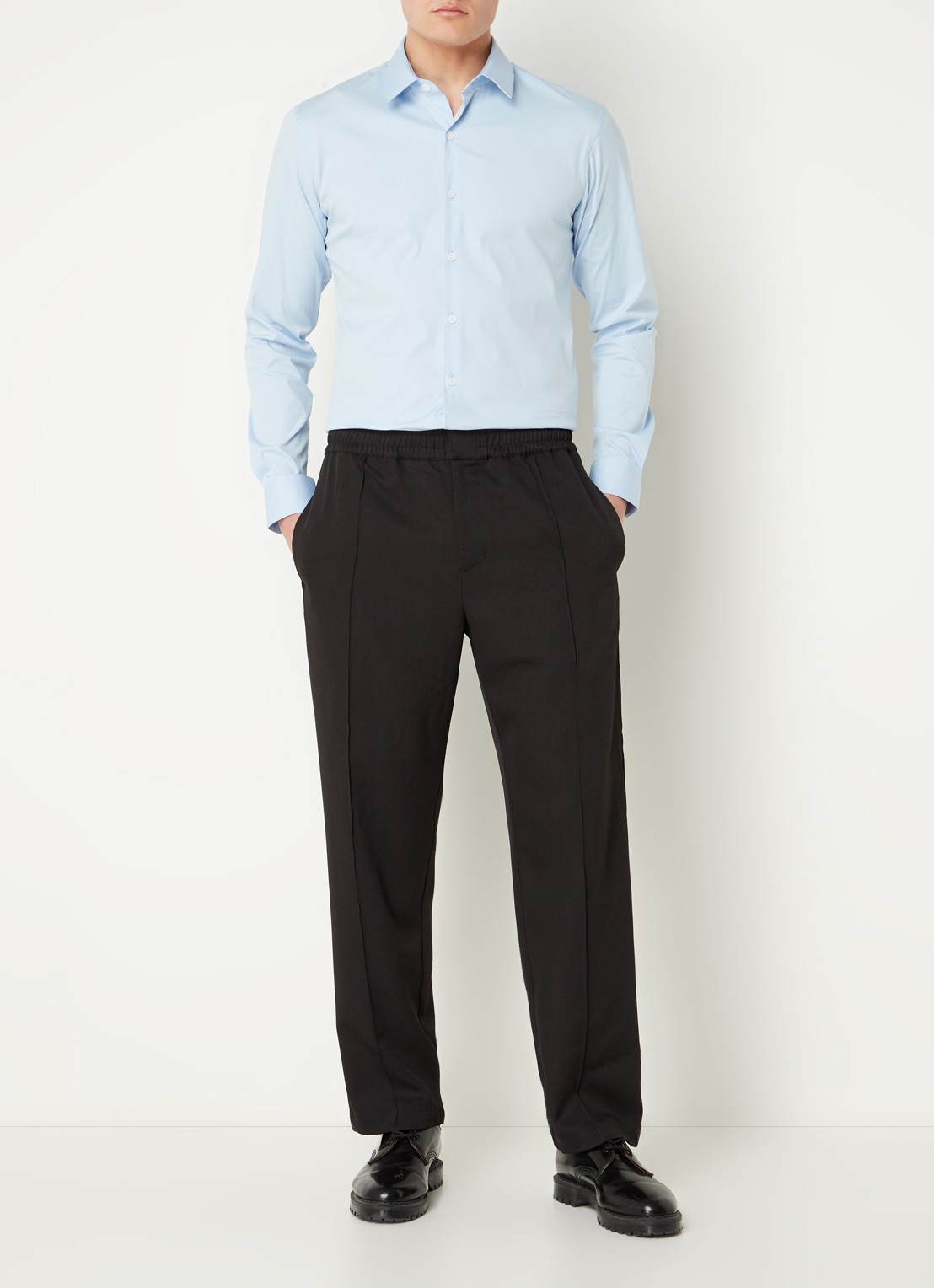Sandro Slim fit overhemd met stretch - voorkant 2 lichtblauw