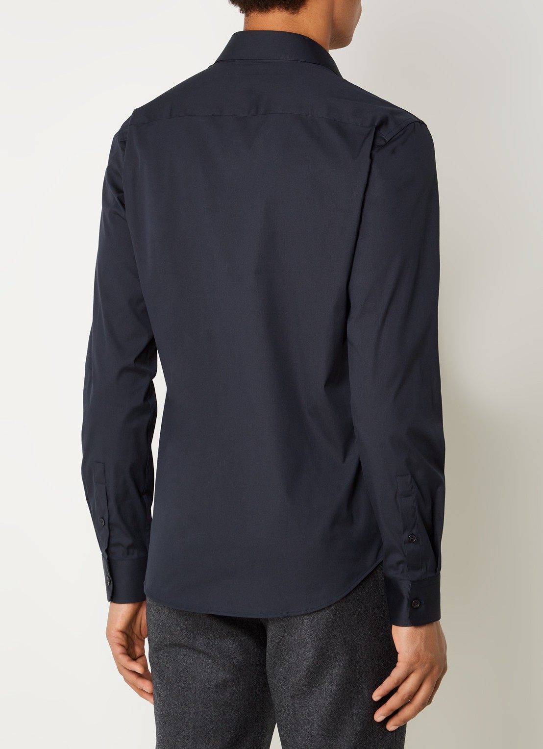 Sandro Slim fit overhemd met stretch - achterkant donkerblauw