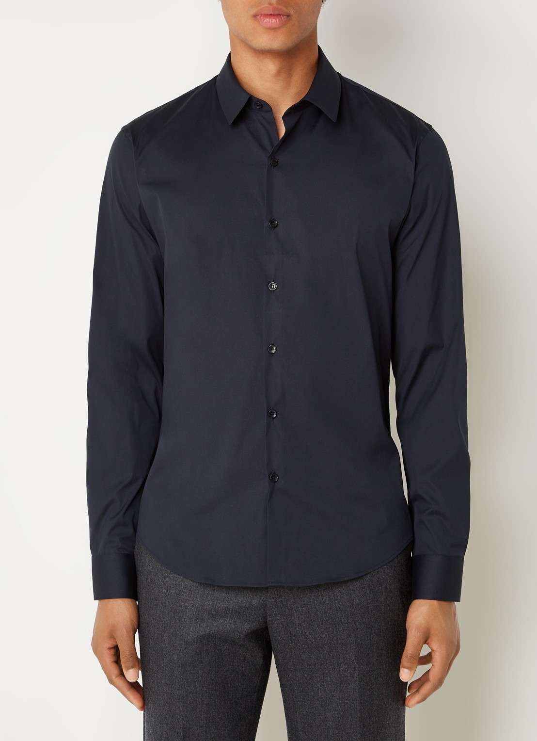 Sandro Slim fit overhemd met stretch - detail 3 donkerblauw
