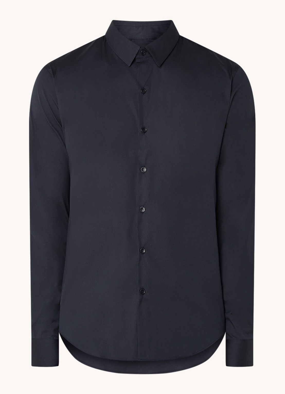 Sandro Slim fit overhemd met stretch - voorkant 5 donkerblauw