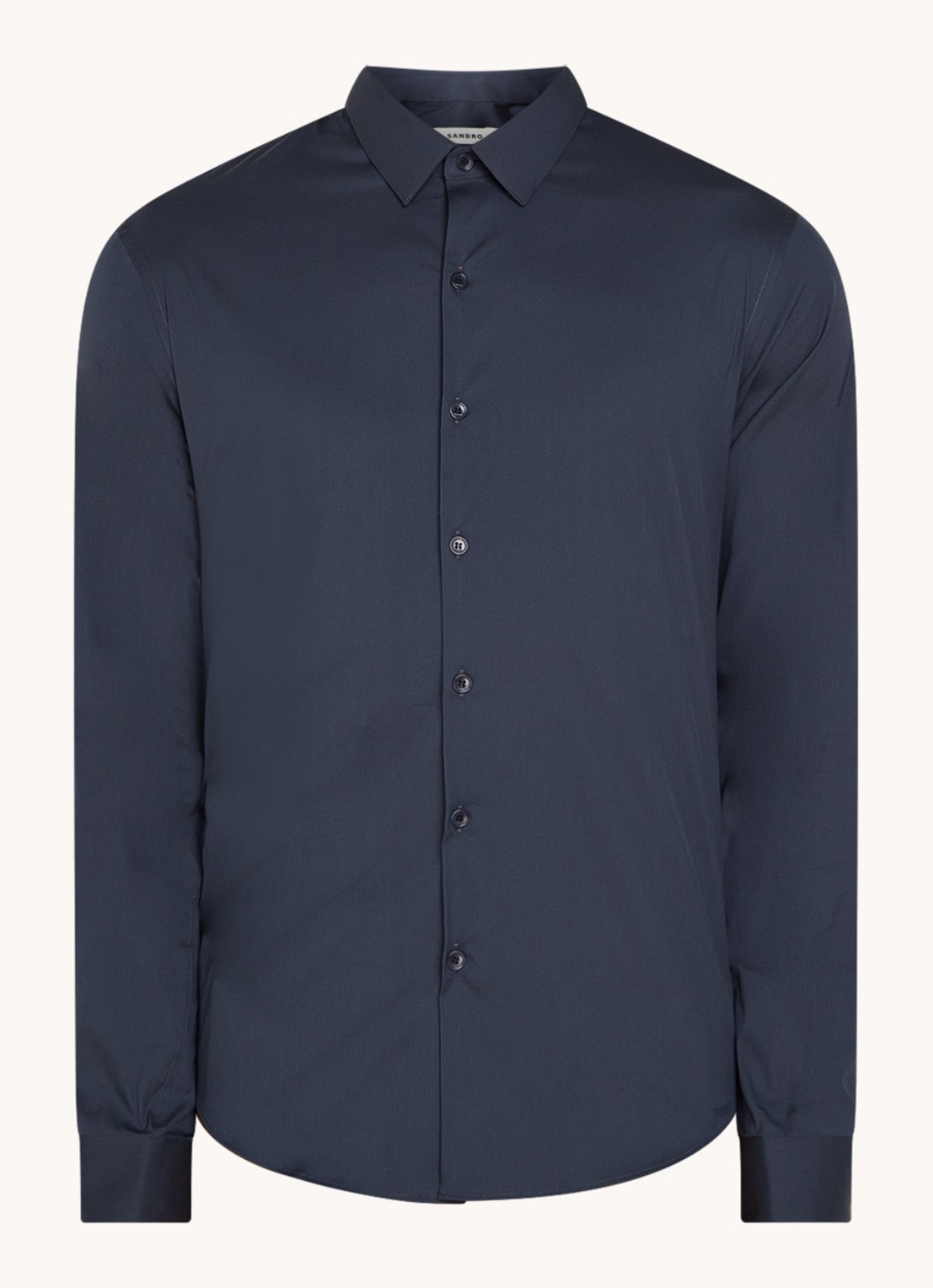 Sandro Slim fit overhemd met stretch - voorkant 7 donkerblauw