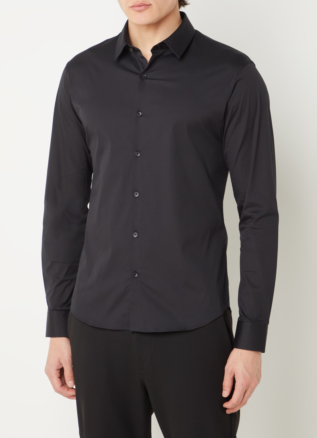 Sandro Slim fit overhemd met stretch - detail zwart