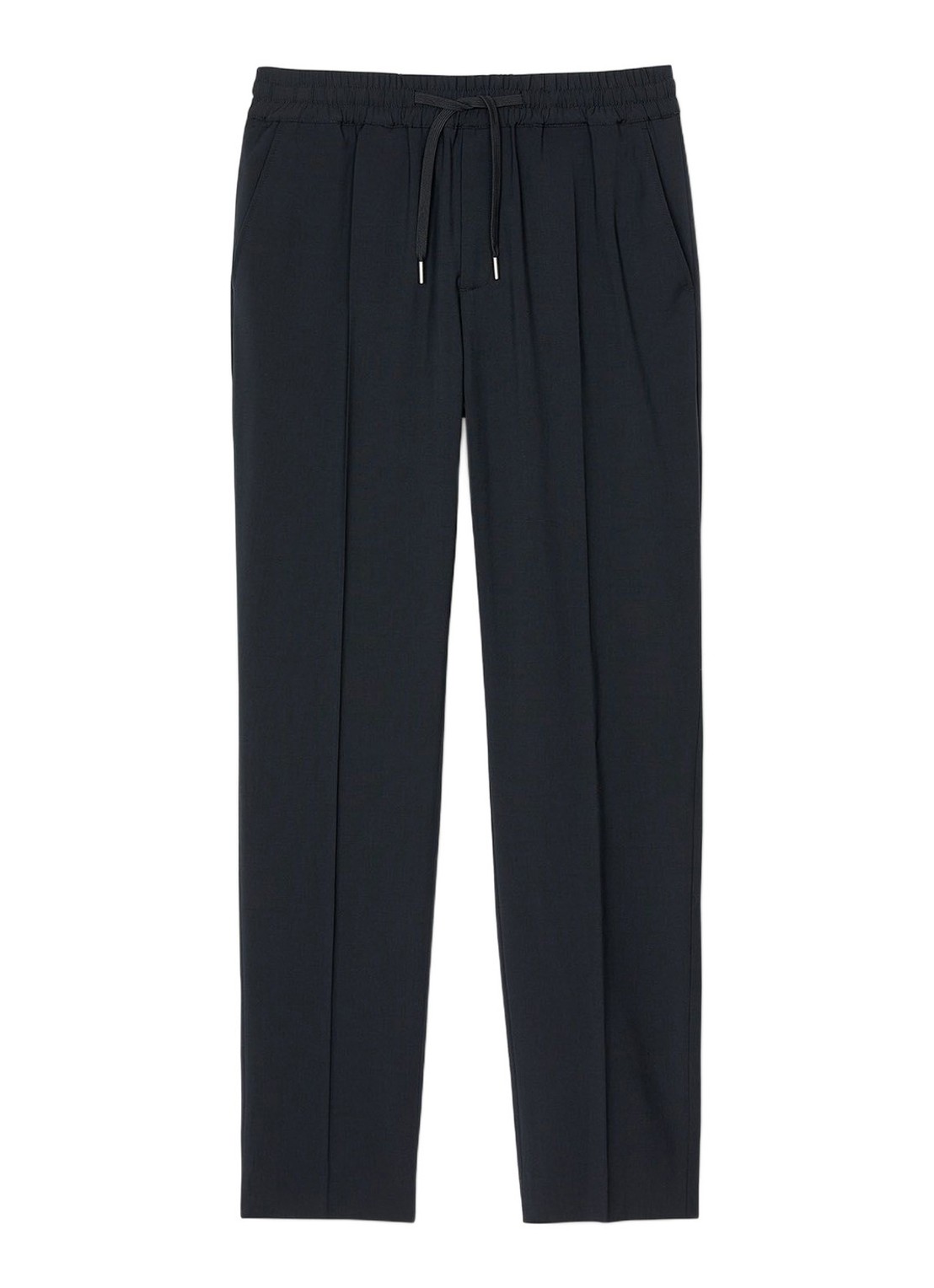 Sandro Slim fit pantalon in wolblend met elastische band - voorkant 4 black / zwart