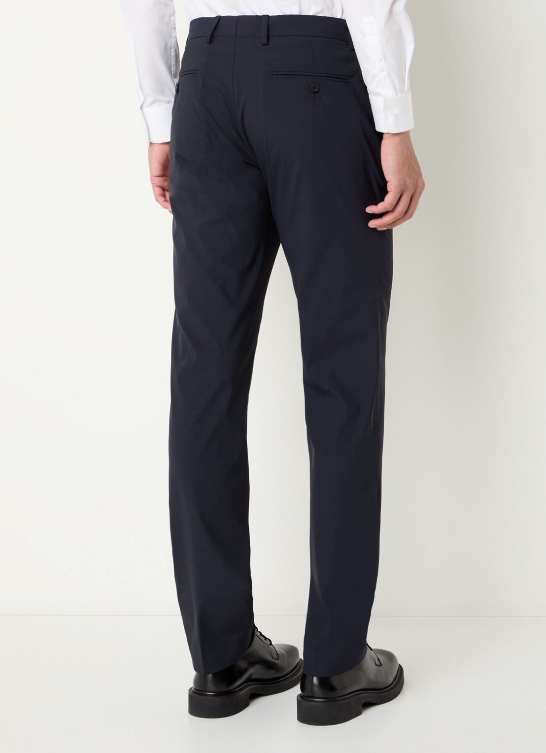 Sandro Slim fit pantalon in wolblend met steekzakken - achterkant 3 donkerblauw