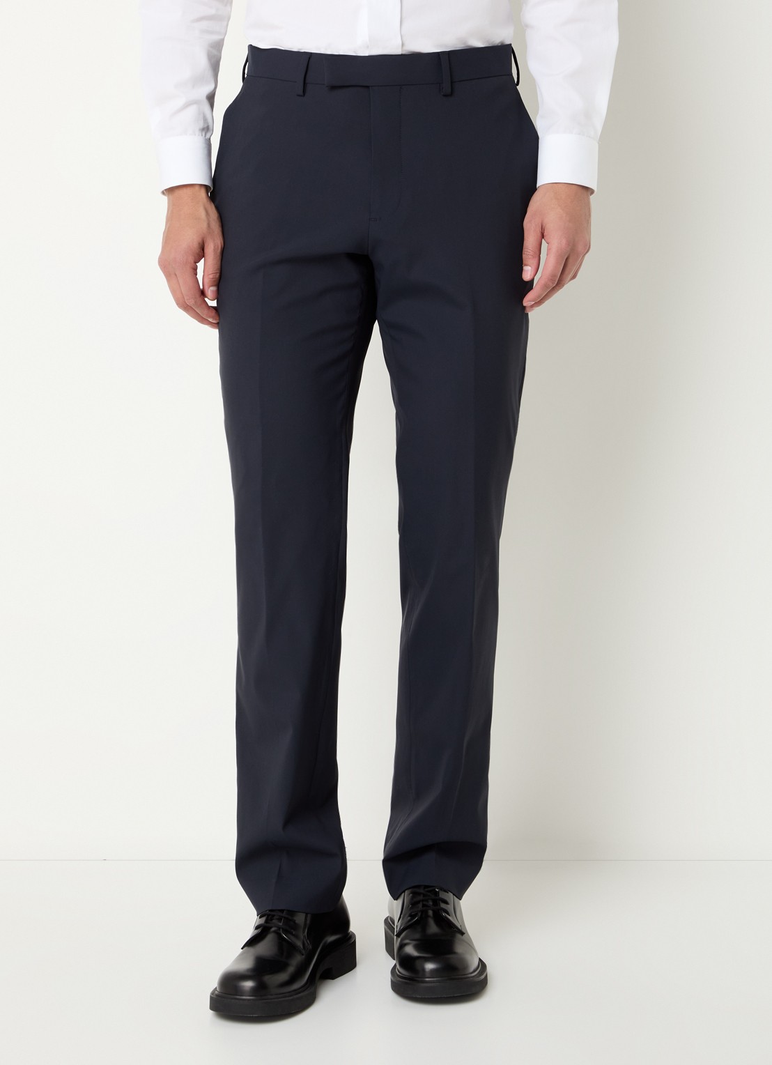 Sandro Slim fit pantalon in wolblend met steekzakken - detail 4 donkerblauw