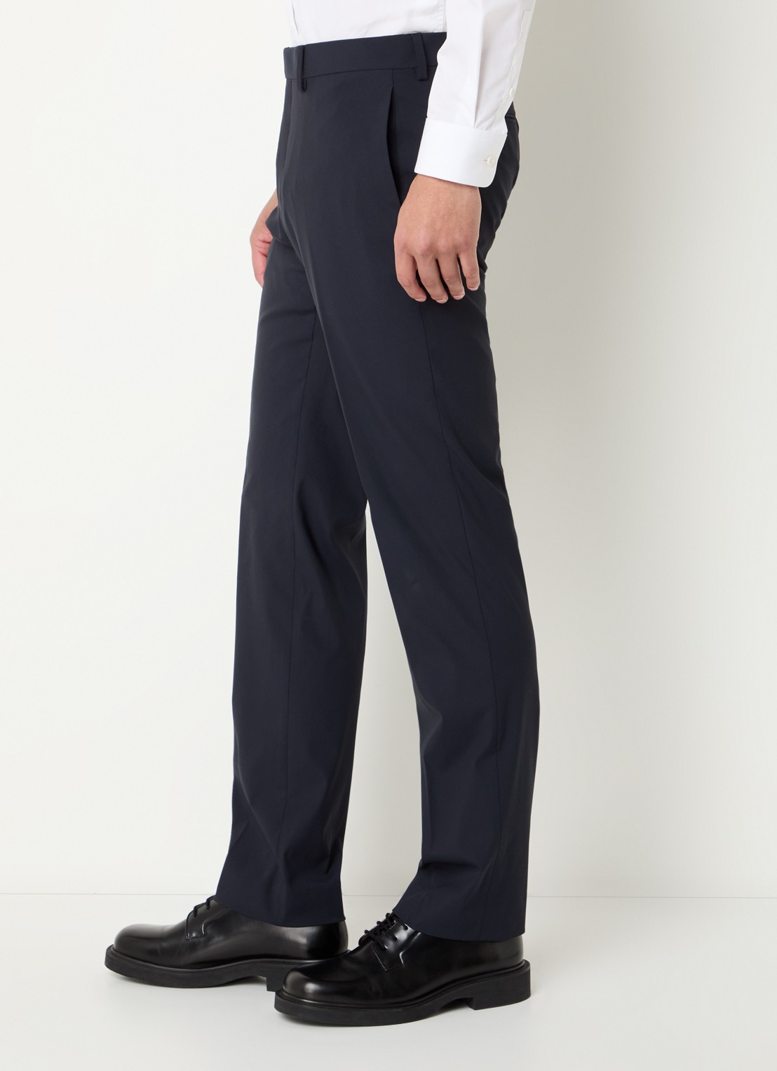 Sandro Slim fit pantalon in wolblend met steekzakken - detail 5 donkerblauw