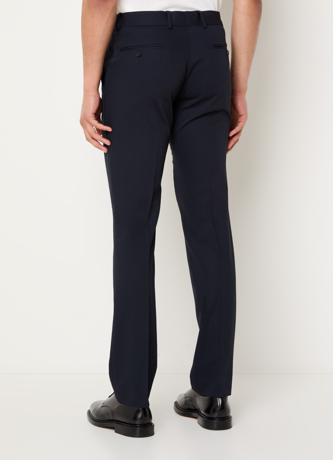 Sandro Slim fit pantalon van scheerwol met steekzakken - achterkant 3 donkerblauw