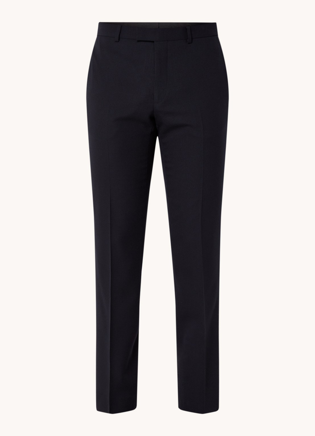 Sandro Slim fit pantalon van wol met persplooi - voorkant donkerblauw