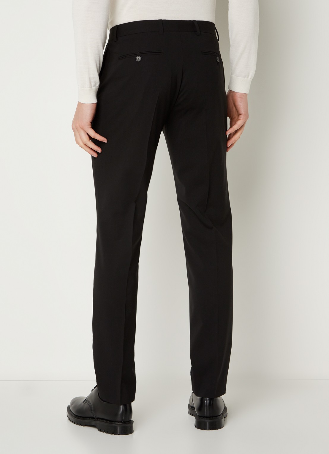 Sandro Slim fit pantalon van wol met steekzakken - achterkant 4 zwart
