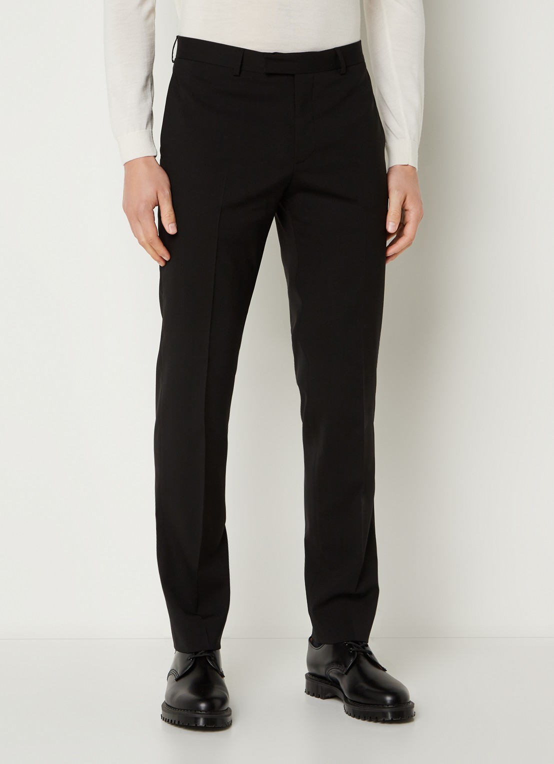 Sandro Slim fit pantalon van wol met steekzakken - detail zwart