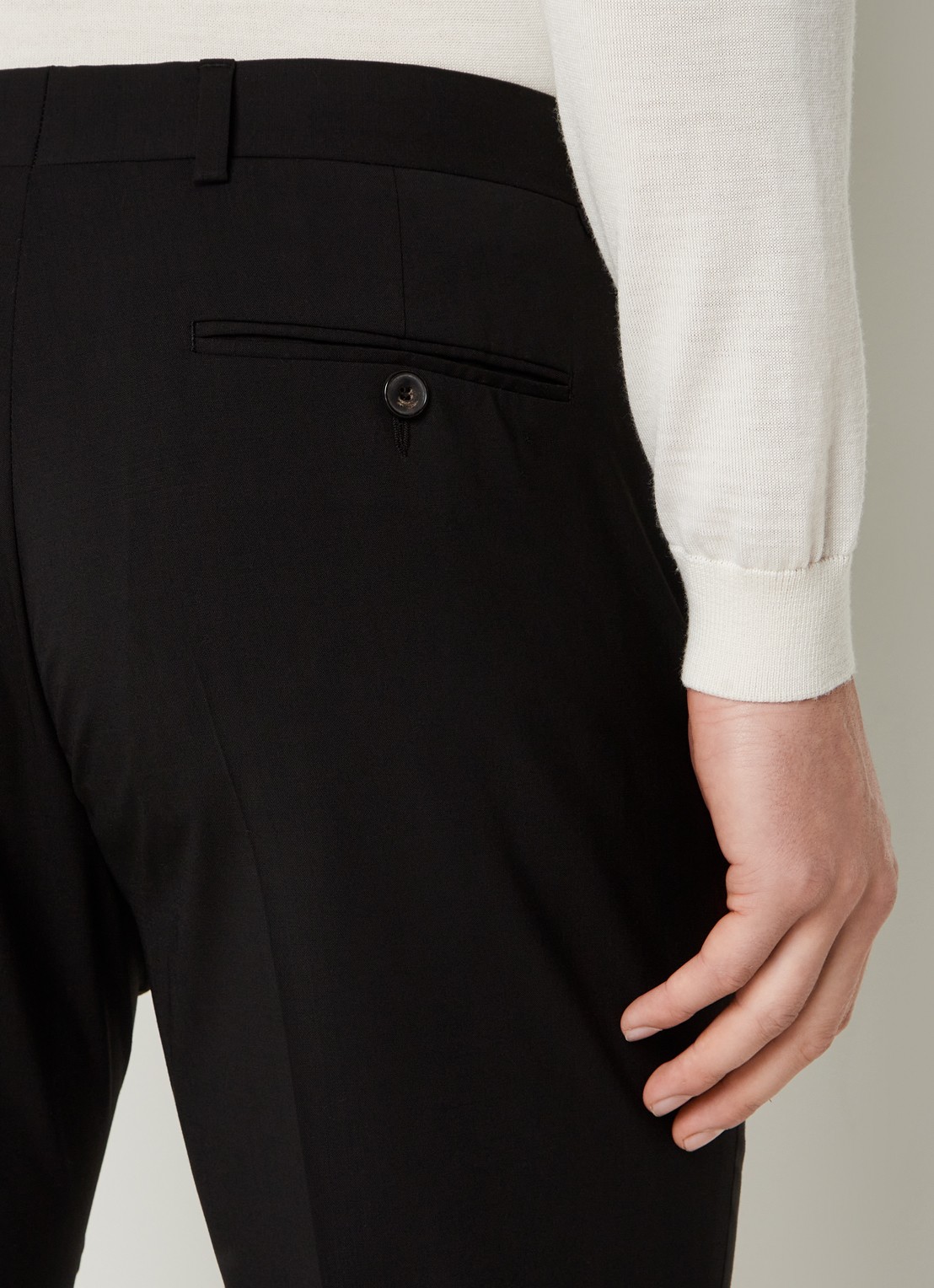 Sandro Slim fit pantalon van wol met steekzakken - detail 3 zwart