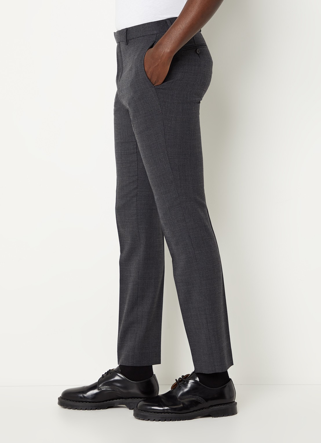Sandro Slim fit pantalon van wol met stretch - detail 2 donkergrijs