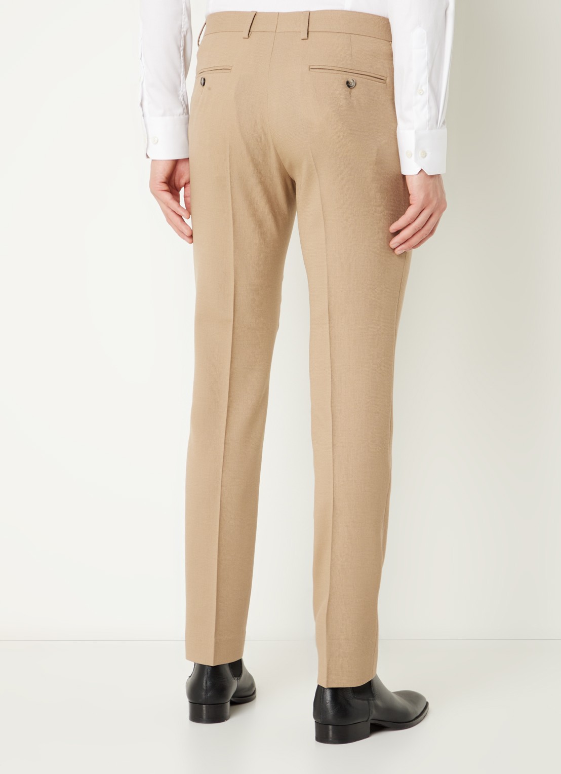 Sandro Slim fit pantalon van wol - achterkant 3 donkerbeige