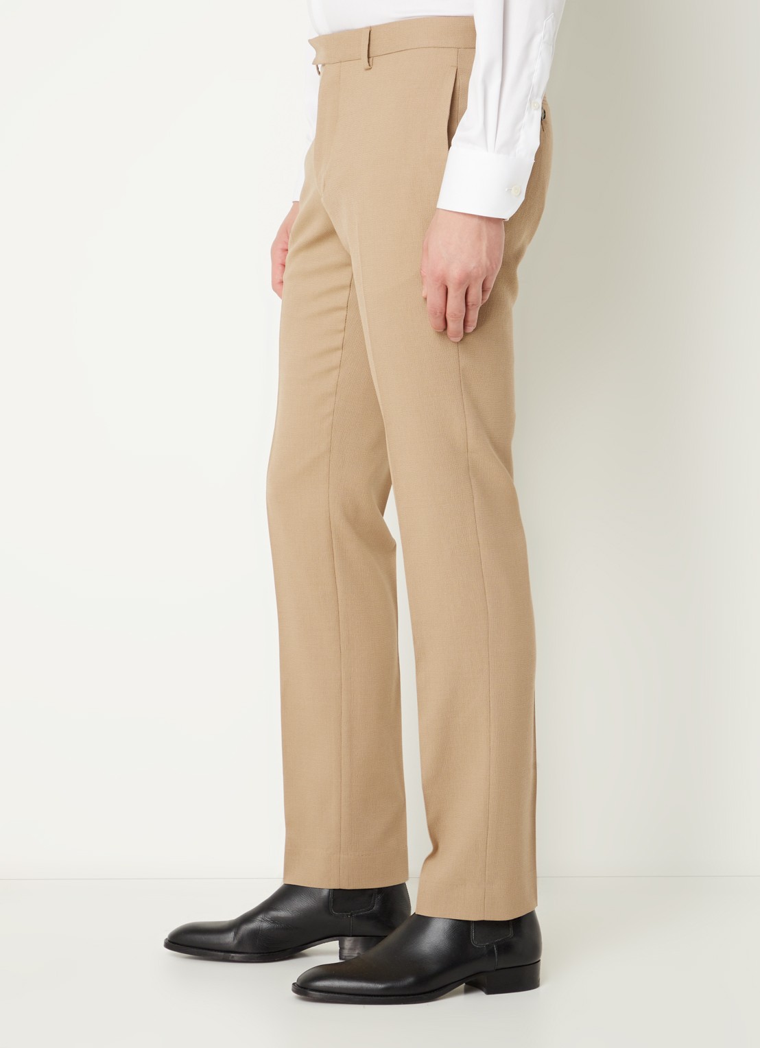 Sandro Slim fit pantalon van wol - detail 5 donkerbeige