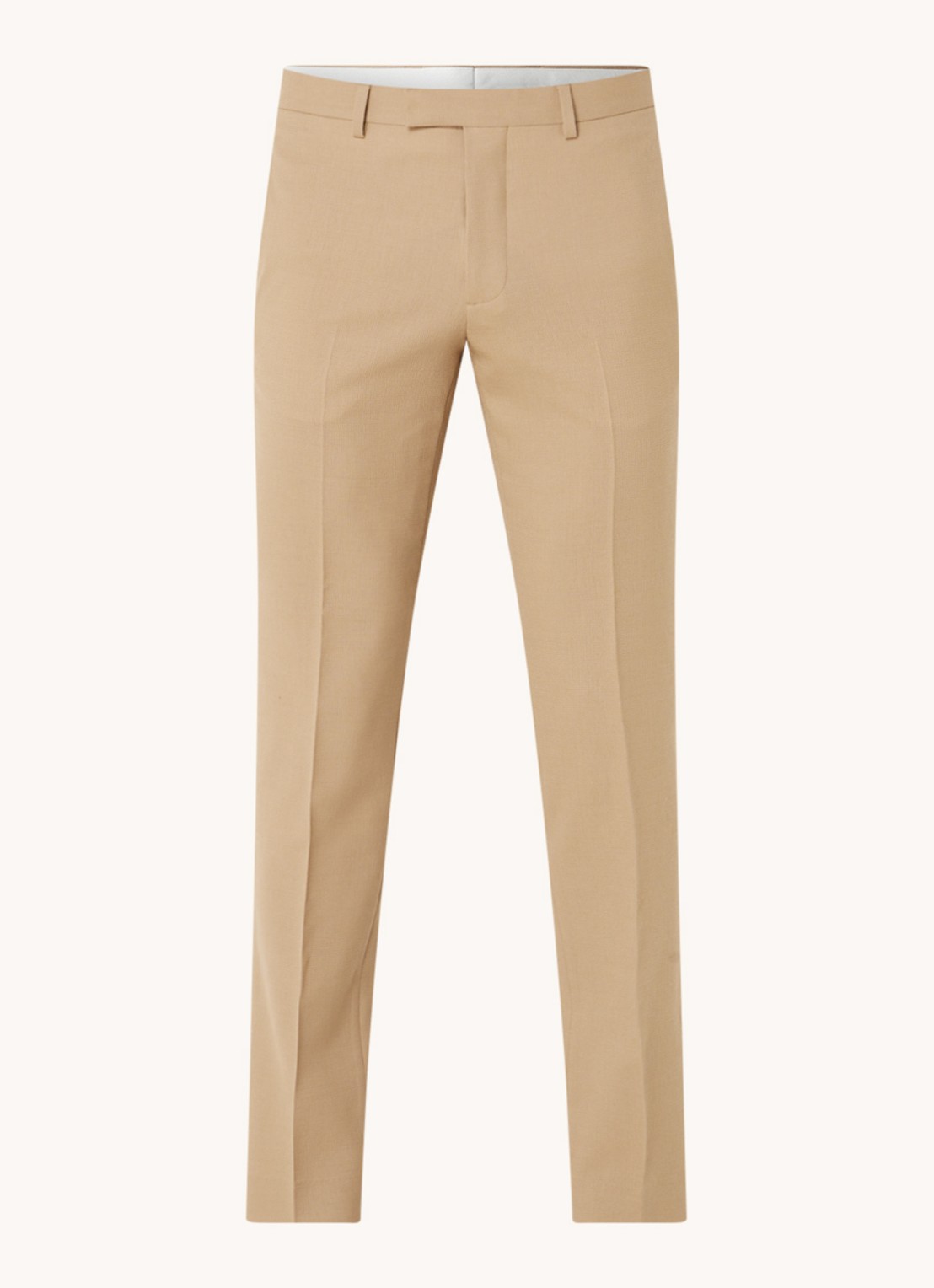 Sandro Slim fit pantalon van wol - voorkant donkerbeige