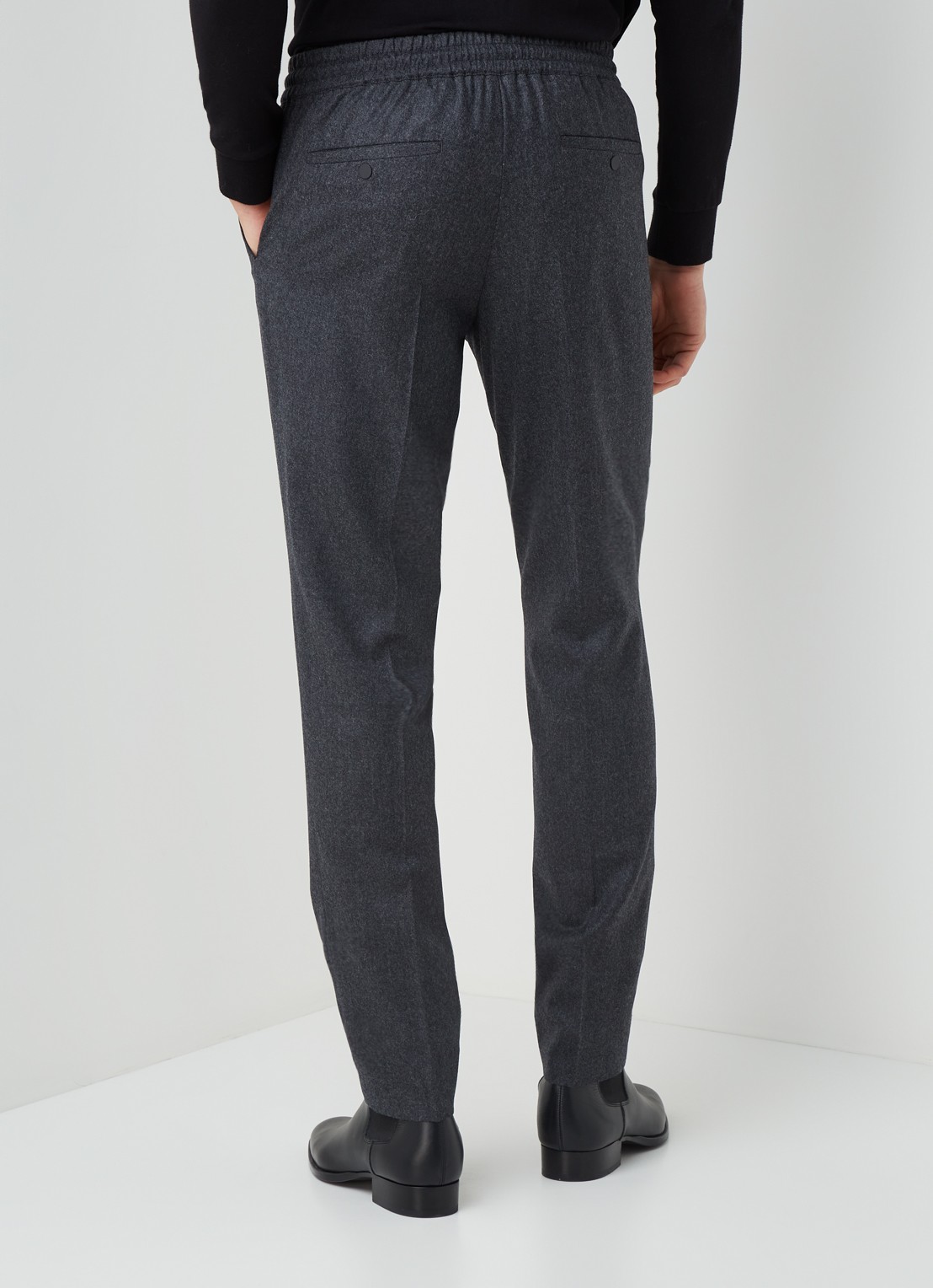 Sandro Slim fit pantalon van wolblend - achterkant donkergrijs