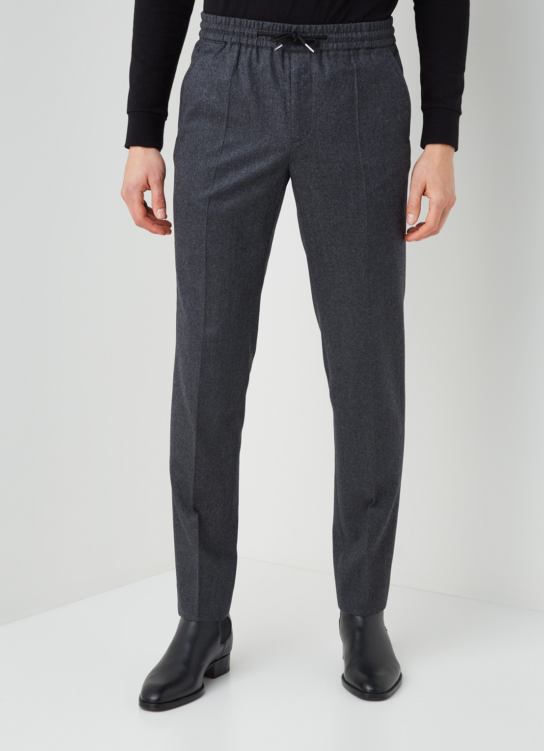 Sandro Slim fit pantalon van wolblend - detail 2 donkergrijs
