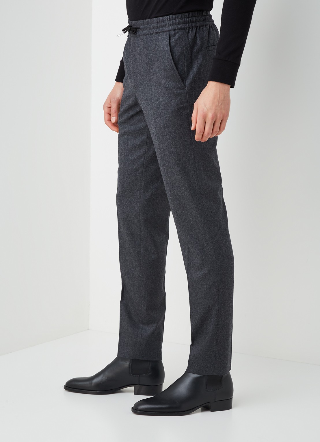 Sandro Slim fit pantalon van wolblend - detail 3 donkergrijs