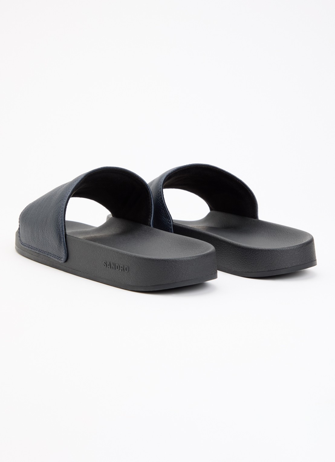Sandro Slipper van leer met logo - achterkant 2 donkerblauw