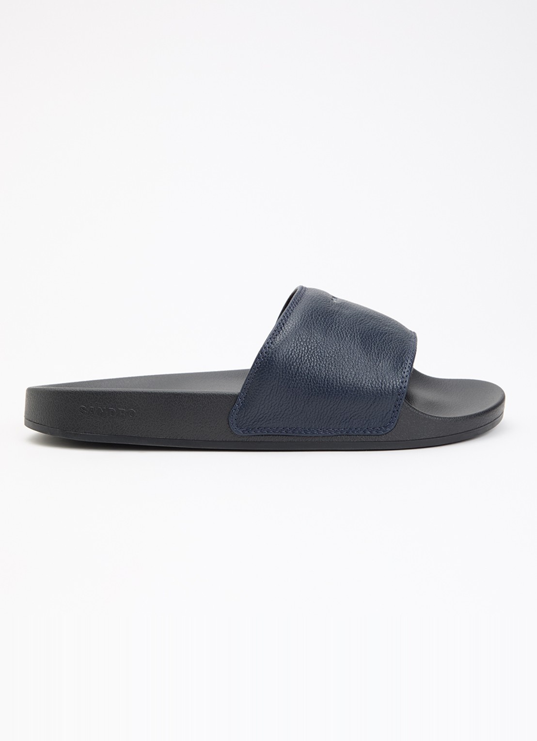 Sandro Slipper van leer met logo - voorkant donkerblauw