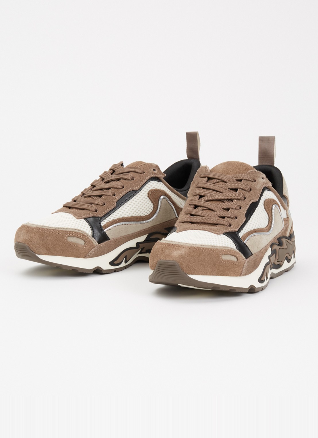 Sandro Sneaker met suède en leren details - detail 2 donkerbeige