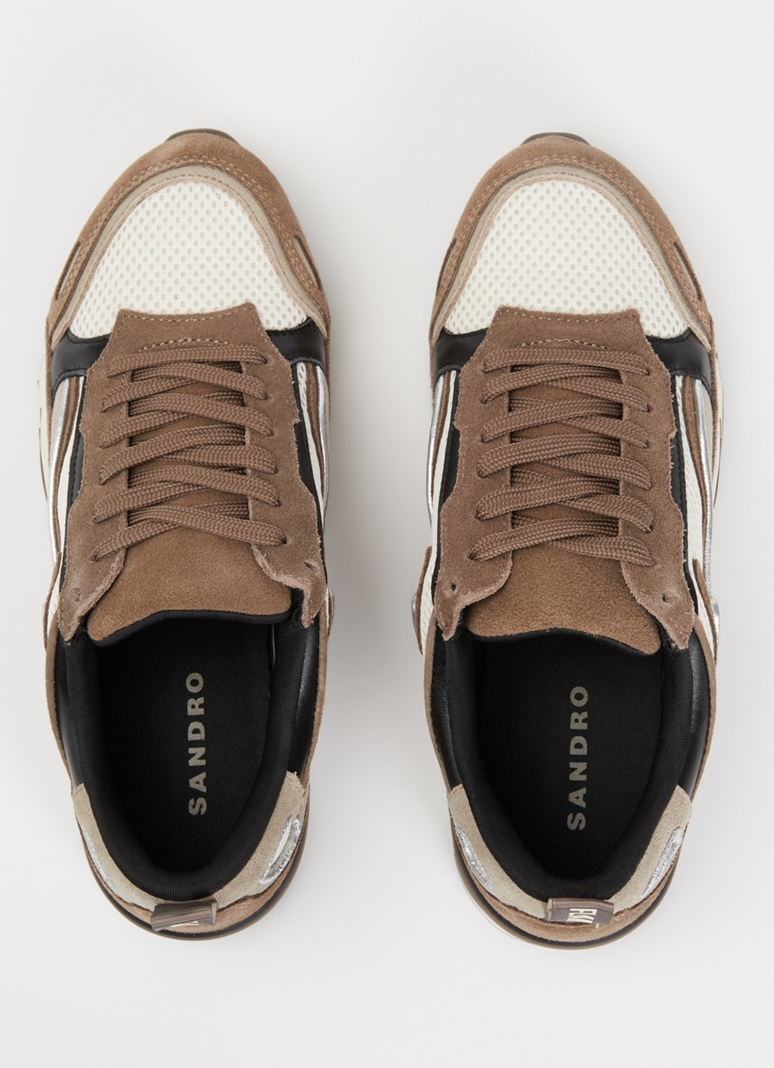 Sandro Sneaker met suède en leren details - detail 3 donkerbeige