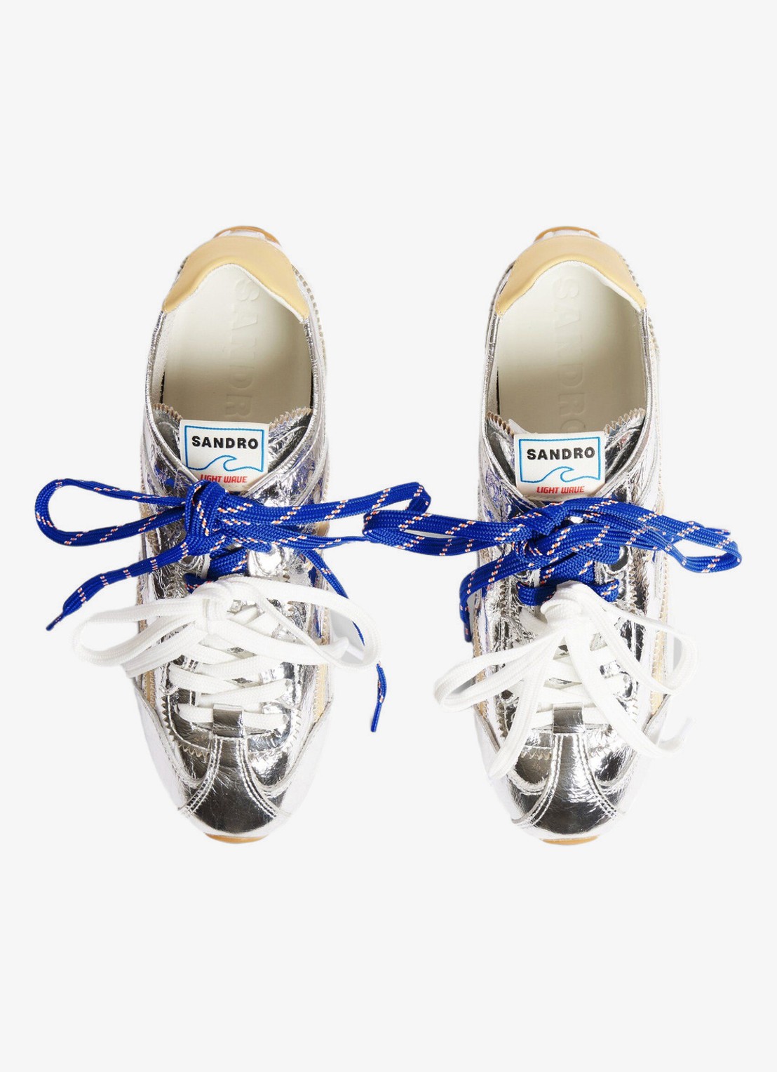 Sandro Sneaker van leer met metallic finish - detail zilver