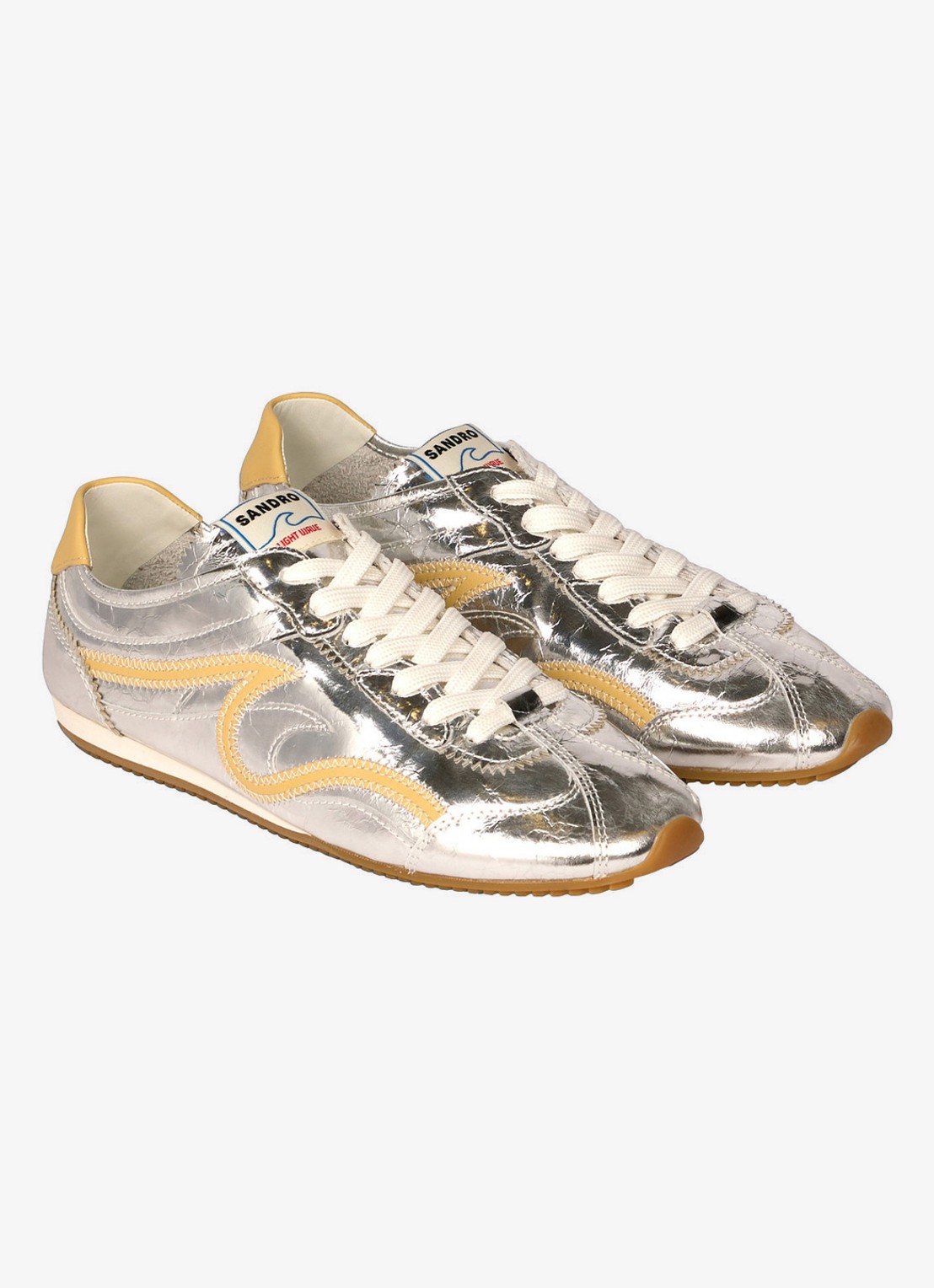 Sandro Sneaker van leer met metallic finish - detail 2 zilver