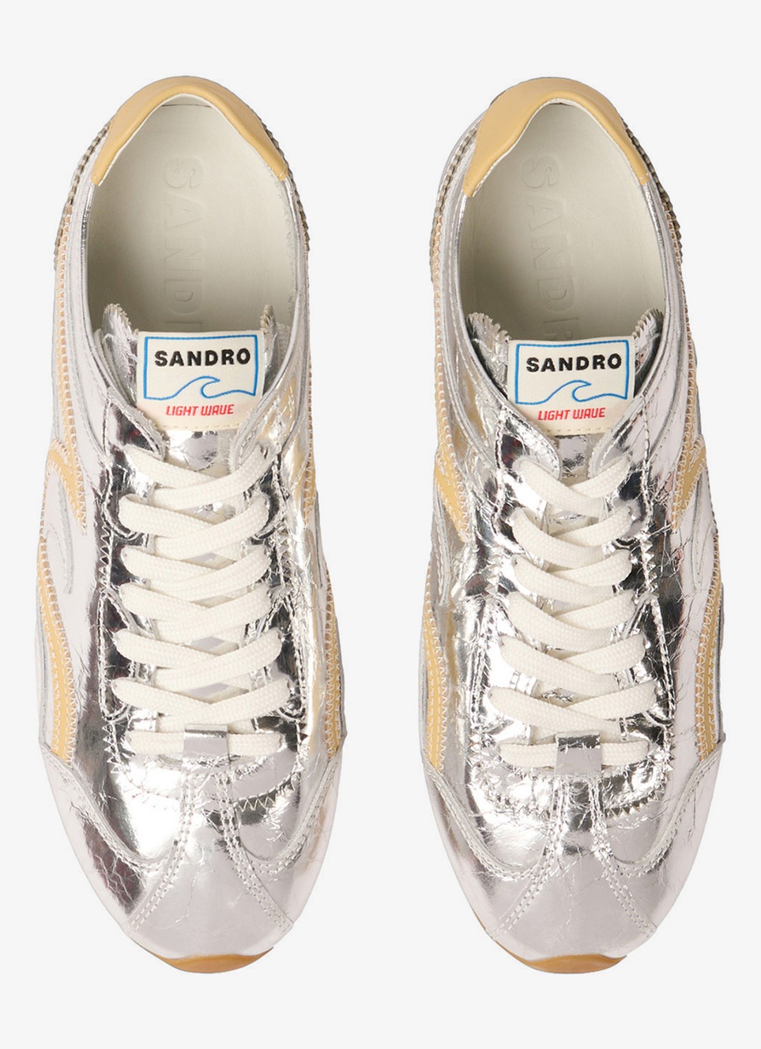Sandro Sneaker van leer met metallic finish - detail 5 zilver