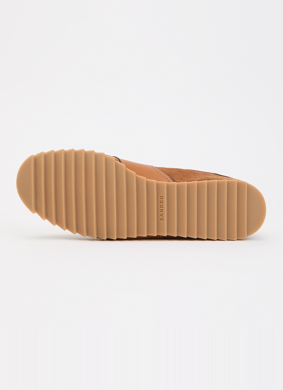 Sandro Sneaker van suède met leren details - detail 3 cognac