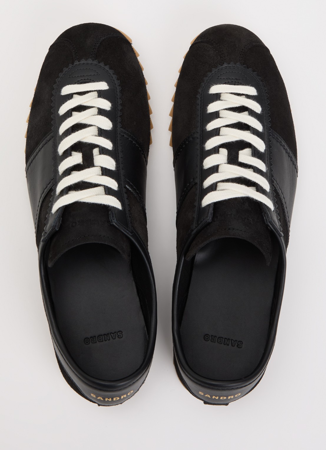 Sandro Sneaker van suède met leren details - detail 4 zwart