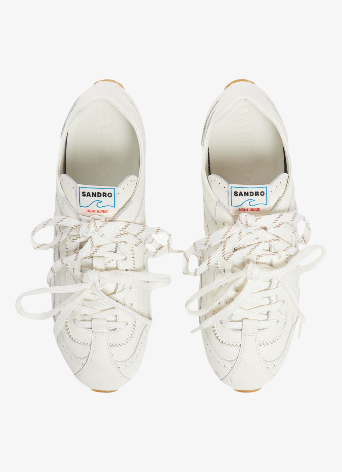 Sandro Sneakers van leer met dubbele veters - detail ecru / wit