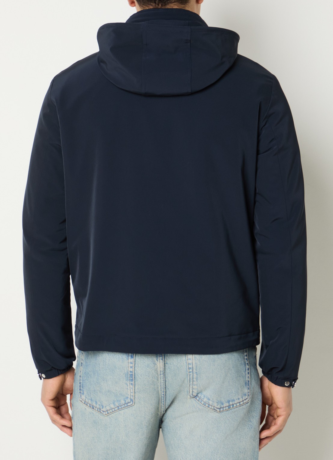 Sandro Softshell jack met opbergbare capuchon en steekzakken - achterkant 2 midnight blue / blauw