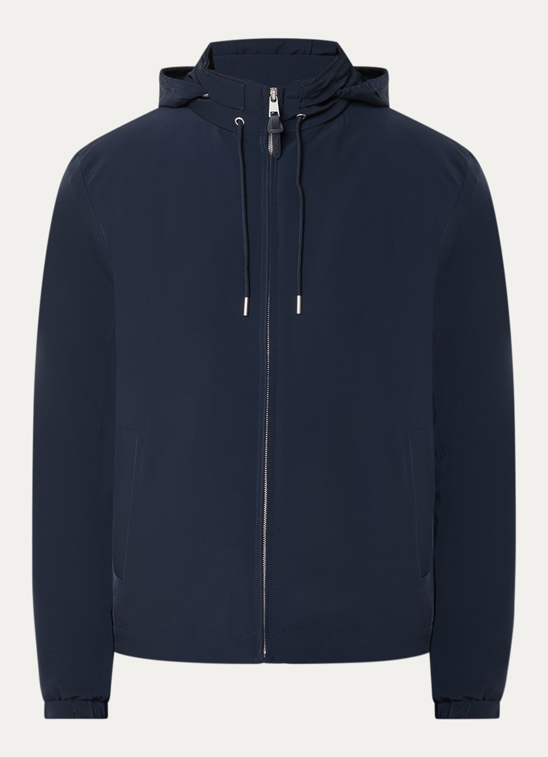 Sandro Softshell jack met opbergbare capuchon en steekzakken - voorkant 3 midnight blue / blauw