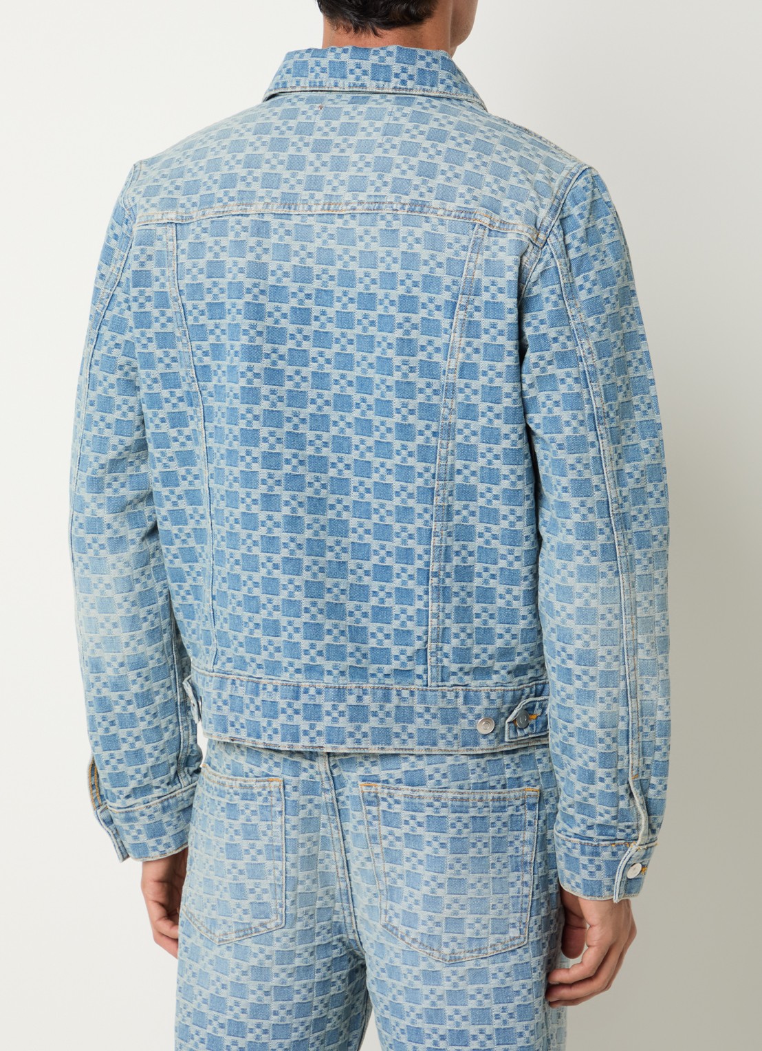 Sandro Spijkerjas met print en steekzakken - achterkant 3 indigo