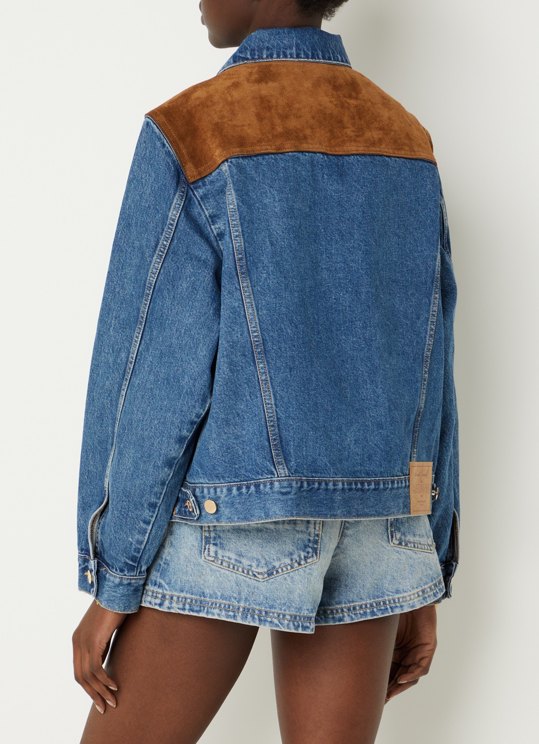 Sandro Spijkerjas met suède details - achterkant indigo