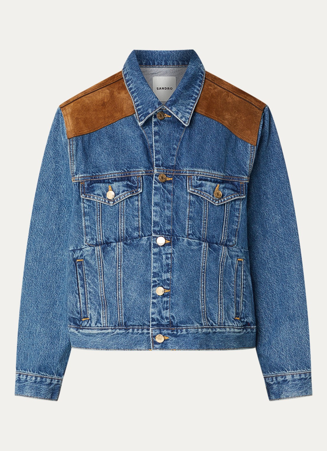 Sandro Spijkerjas met suède details - voorkant 2 indigo