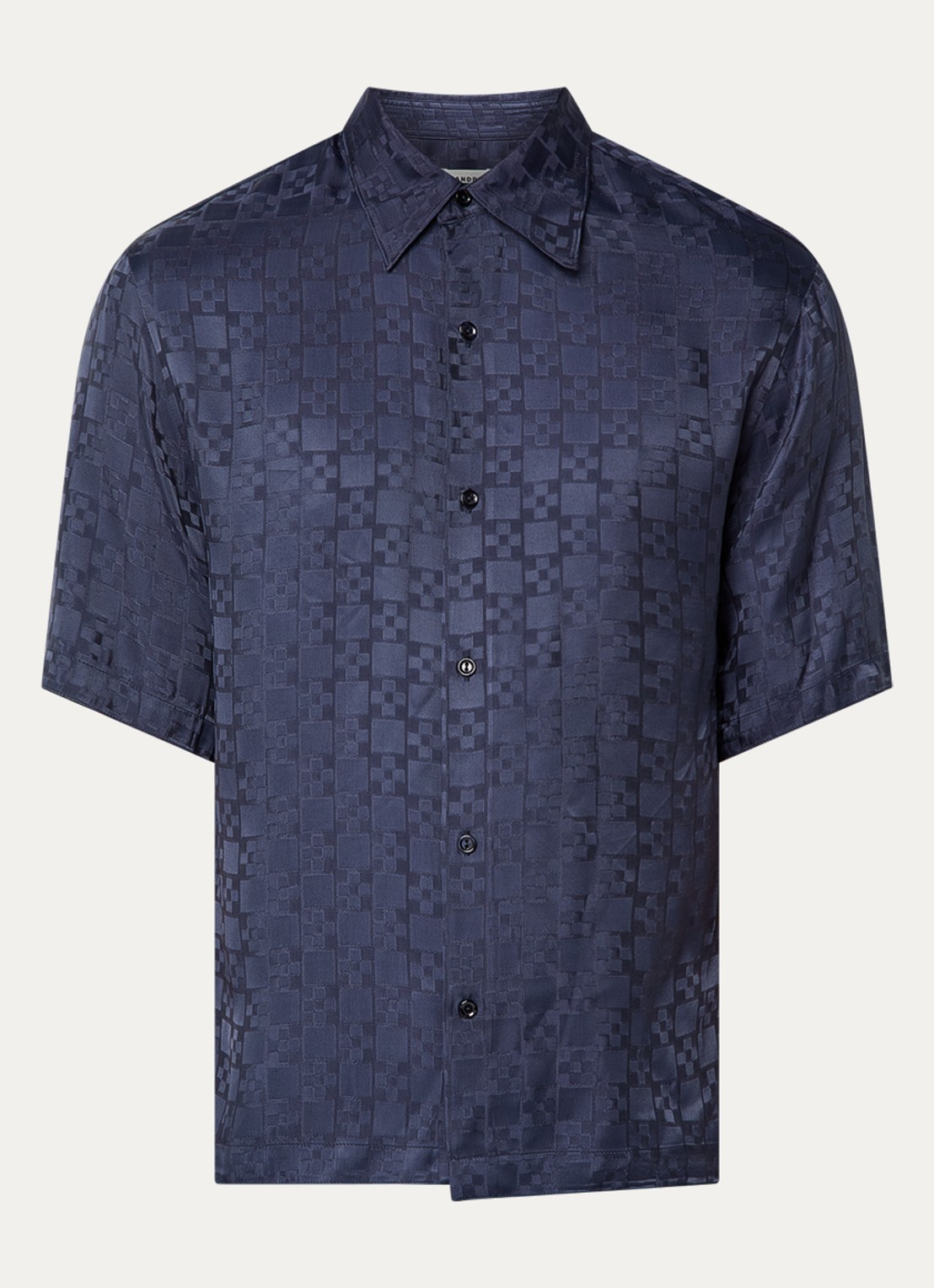 Sandro Square Cross loose-fit shirt - voorkant navy blue / blauw