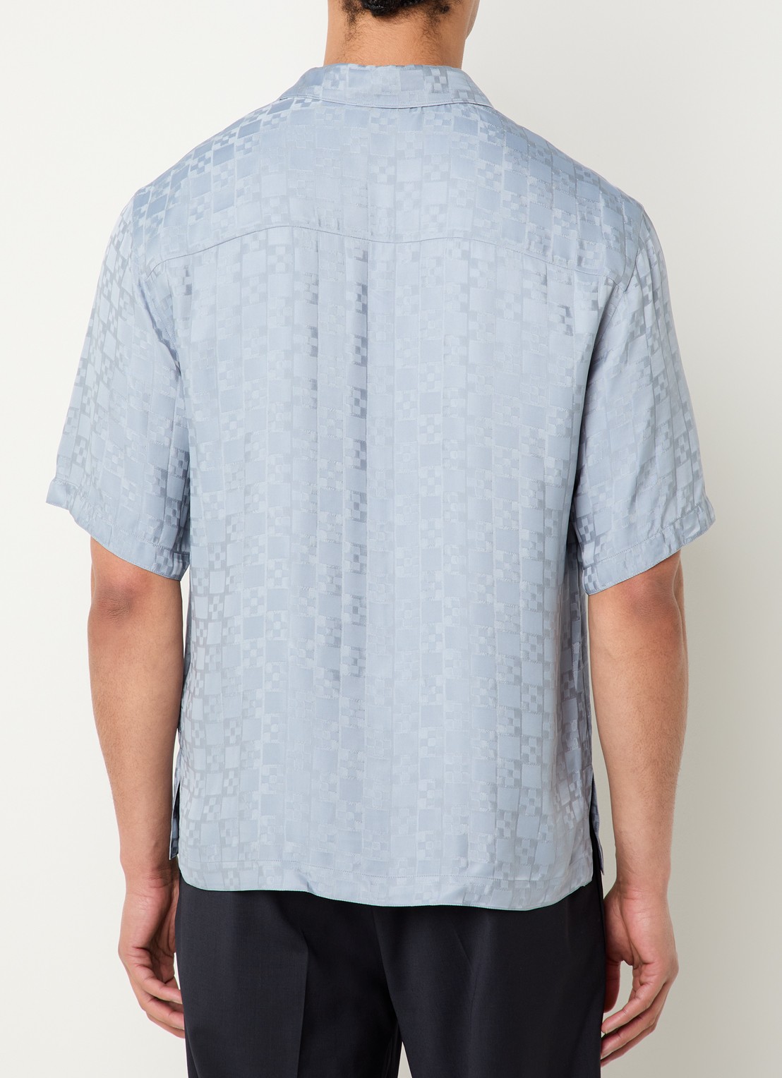 Sandro Square Cross loose-fit shirt - achterkant 4 chambray / blauw