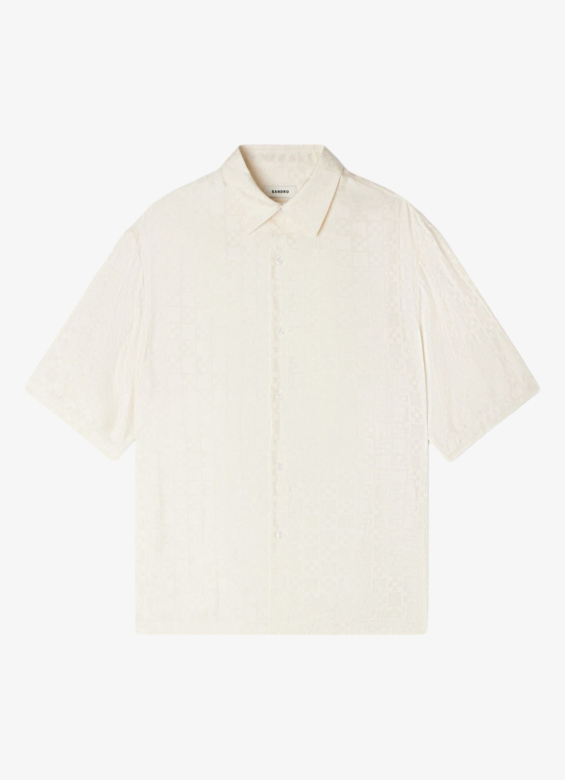 Sandro Square Cross loose-fit shirt - voorkant 3 white / wit