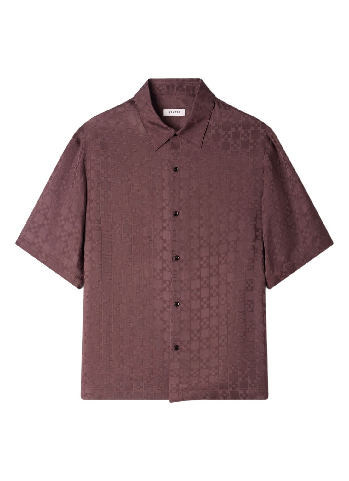 Sandro Square Cross loose-fit shirt - voorkant chocolate / bruin